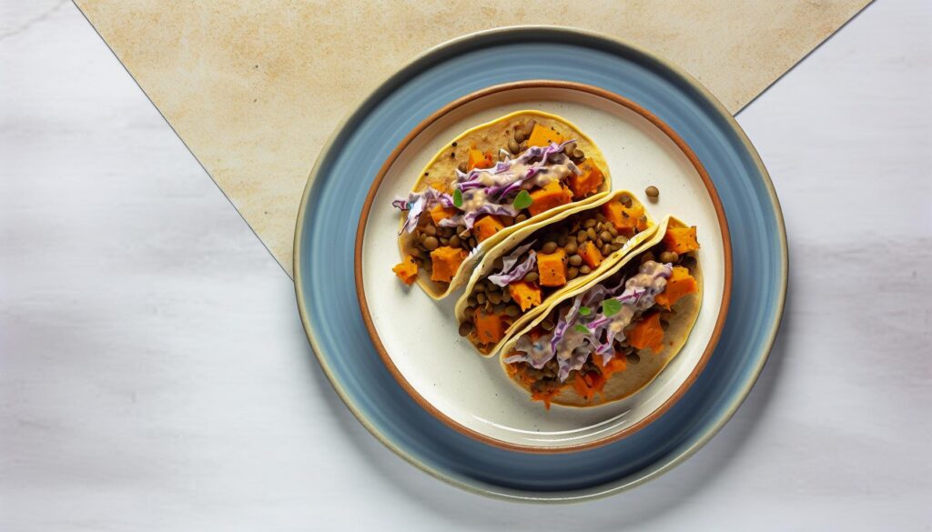 Sweet Potato Lentil Tacos with Slaw Recipe