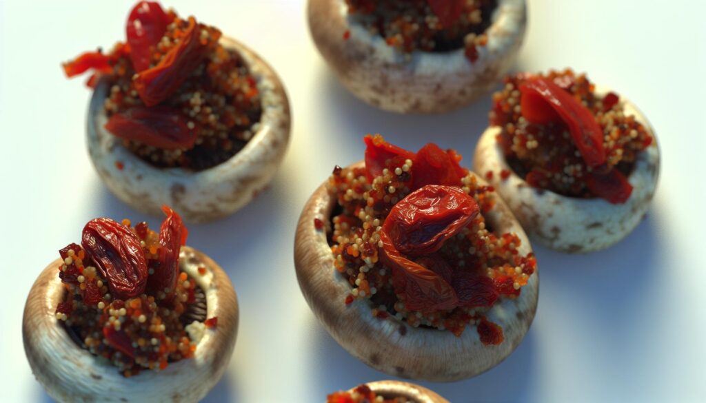 Sun-Dried Tomato and Quinoa Stuffed Mushrooms Recipe