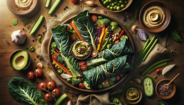 Healthy Collard Wraps with Hummus and Veggies Recipe