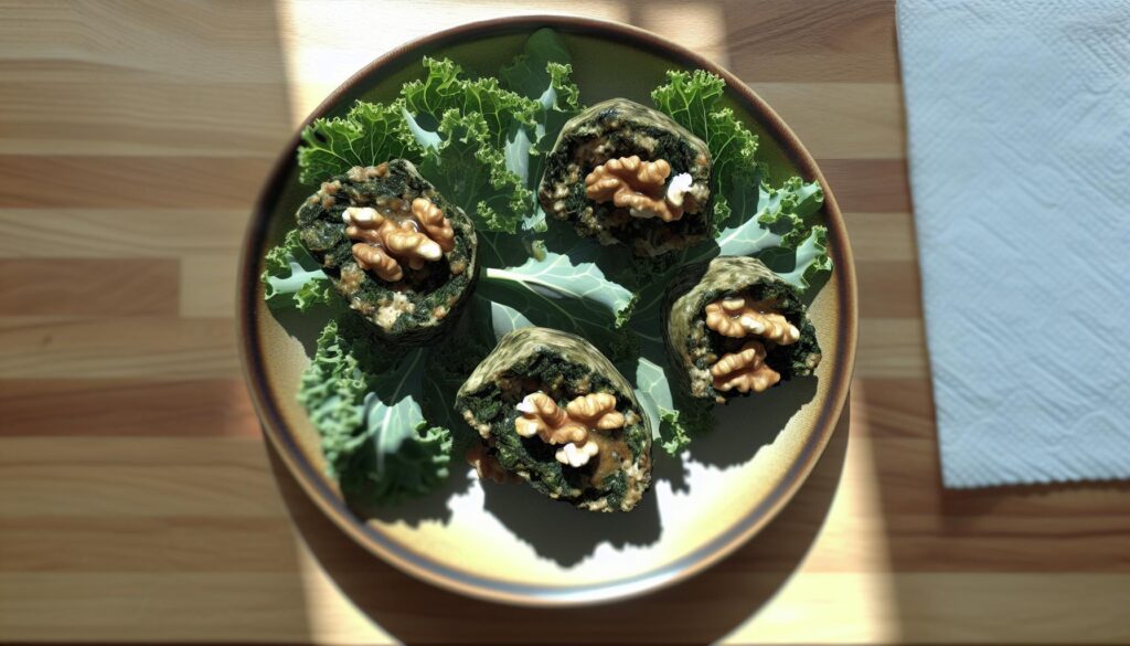 Kale and Walnut Stuffed Mushrooms Recipe