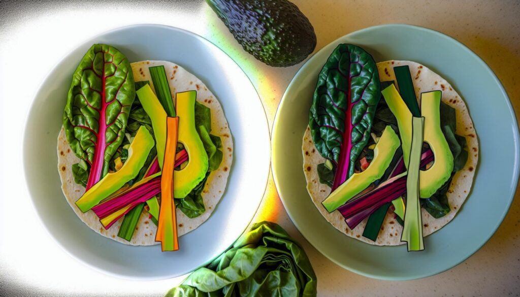 Receta de Wraps de acelga arco iris y aguacate, frescos y sabrosos