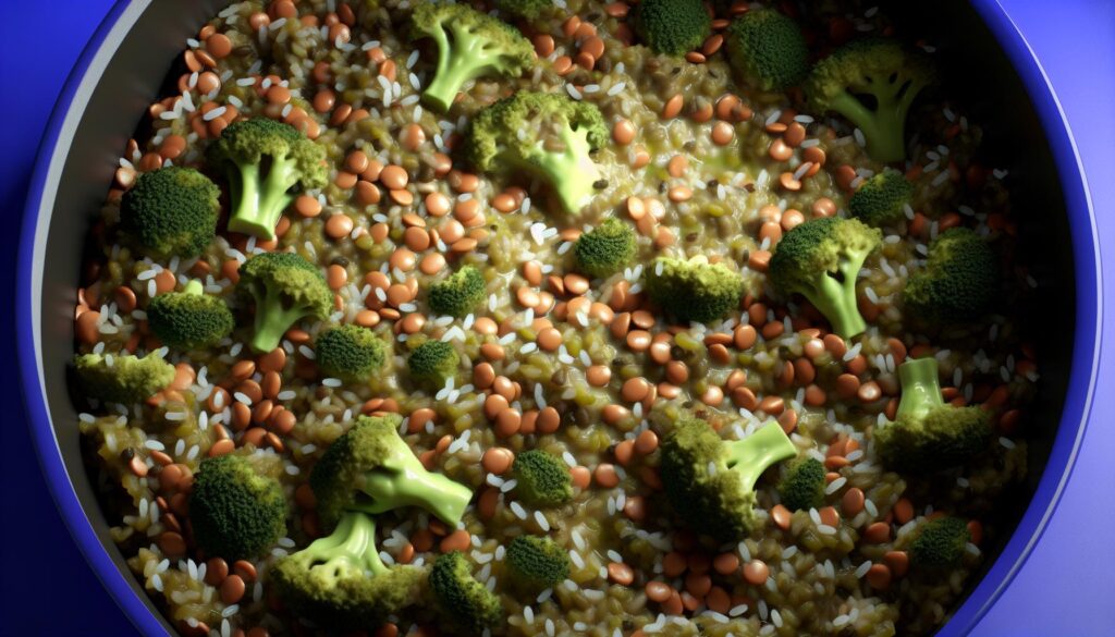 Receta de cazuela de arroz con lentejas y brócoli