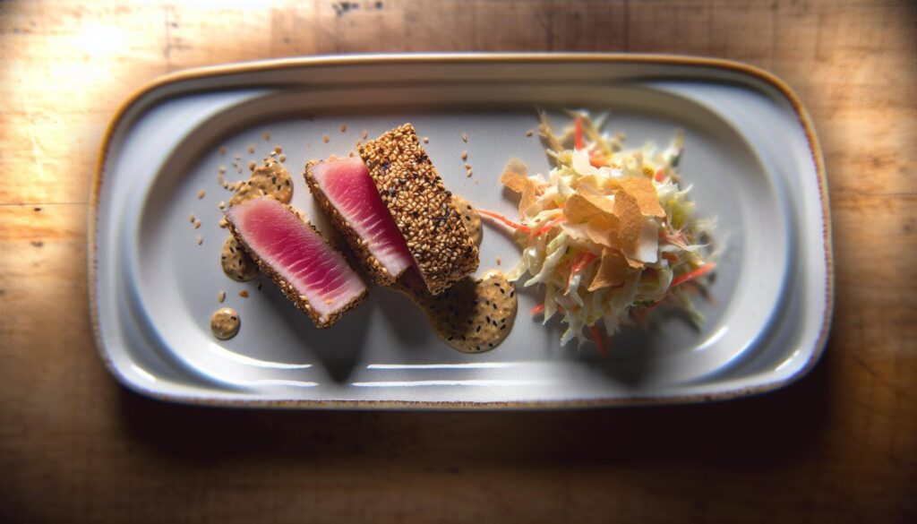 Sesame Crusted Tuna with Ginger Slaw Recipe