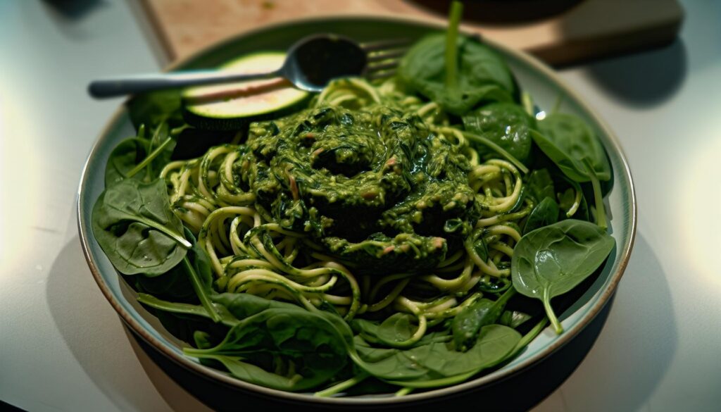 Spinach Pesto Zoodle Salad Recipe