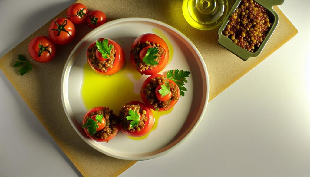 Lentil Quinoa Stuffed Tomatoes Recipe