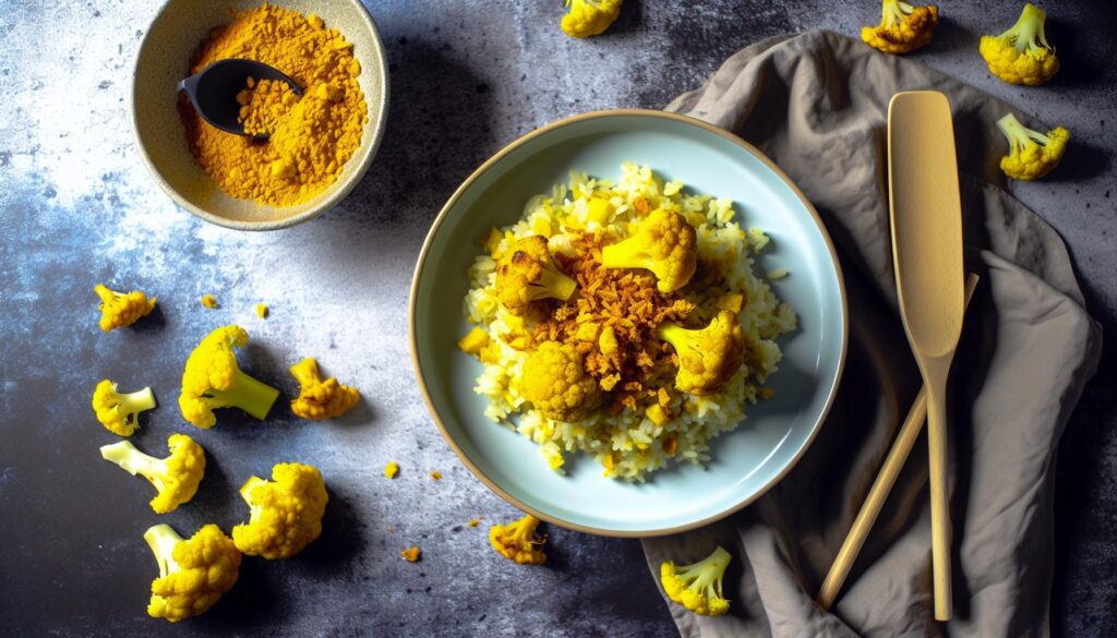 Spicy Turmeric Roasted Cauliflower Rice Recipe