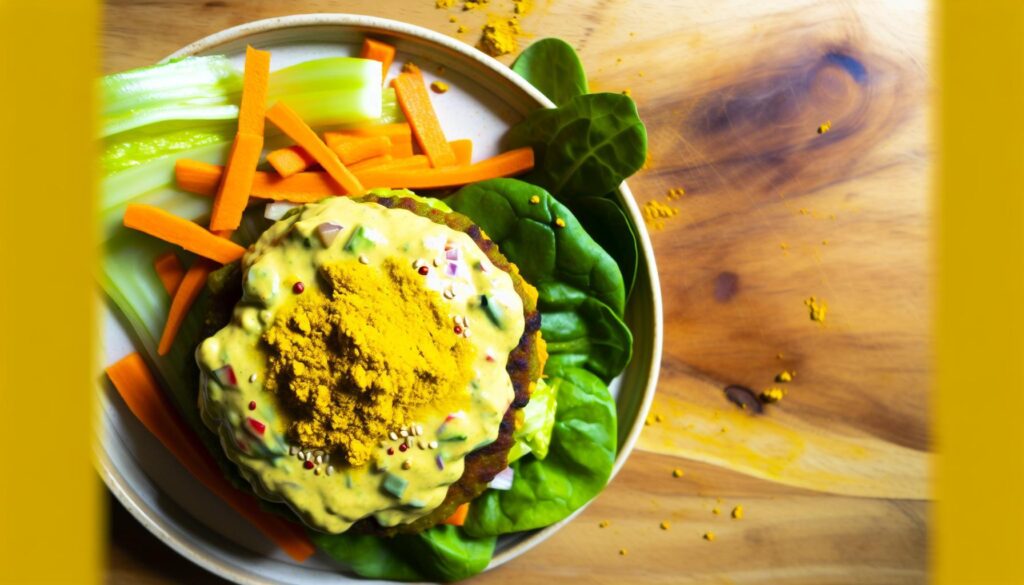 Receta de hamburguesa vegetariana con cúrcuma y tahini