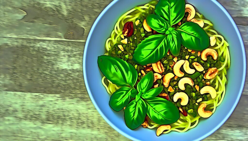 Basil Cashew Cream Zoodles Recipe
