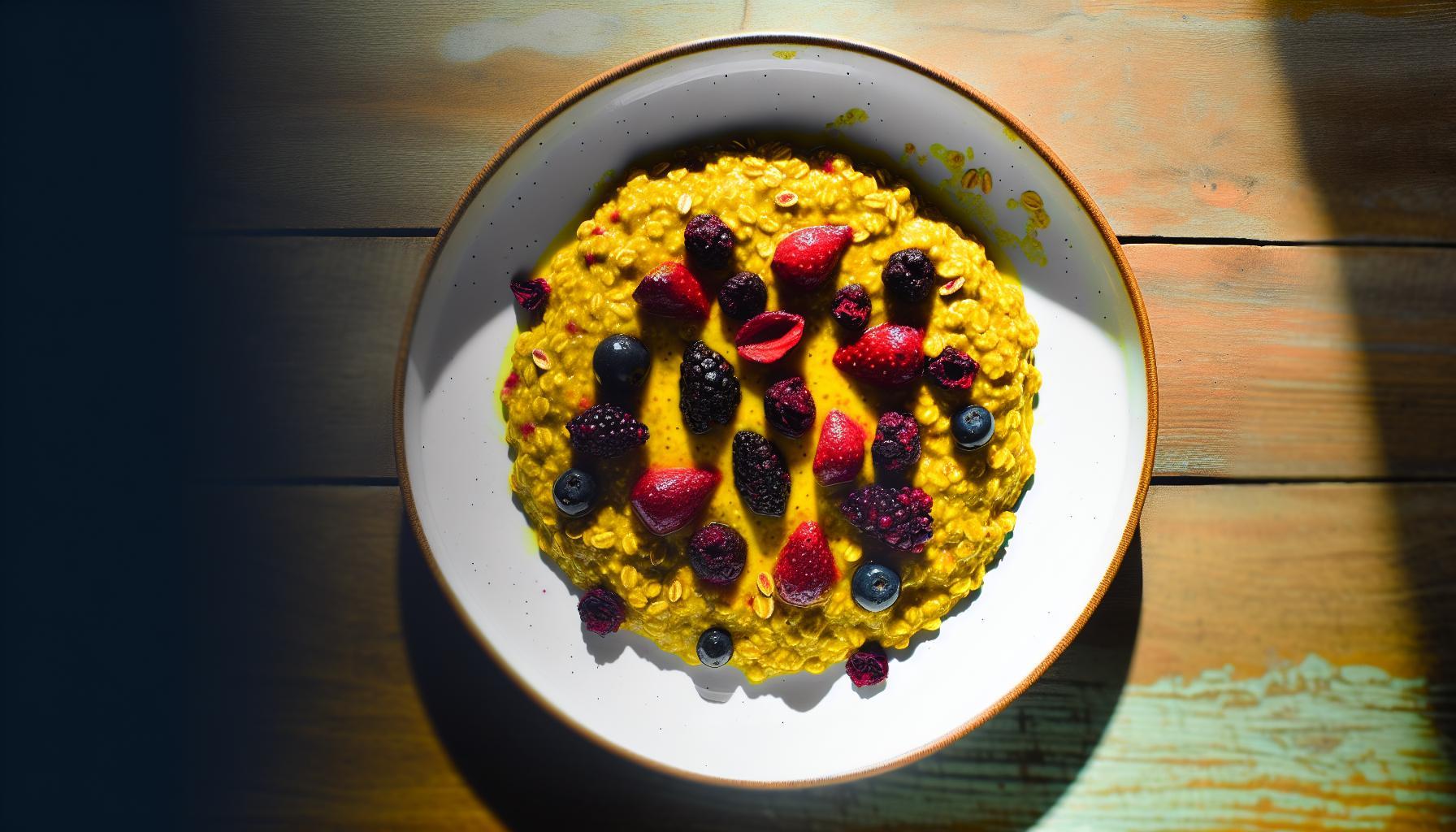 Golden Turmeric Oatmeal with Berries Recipe