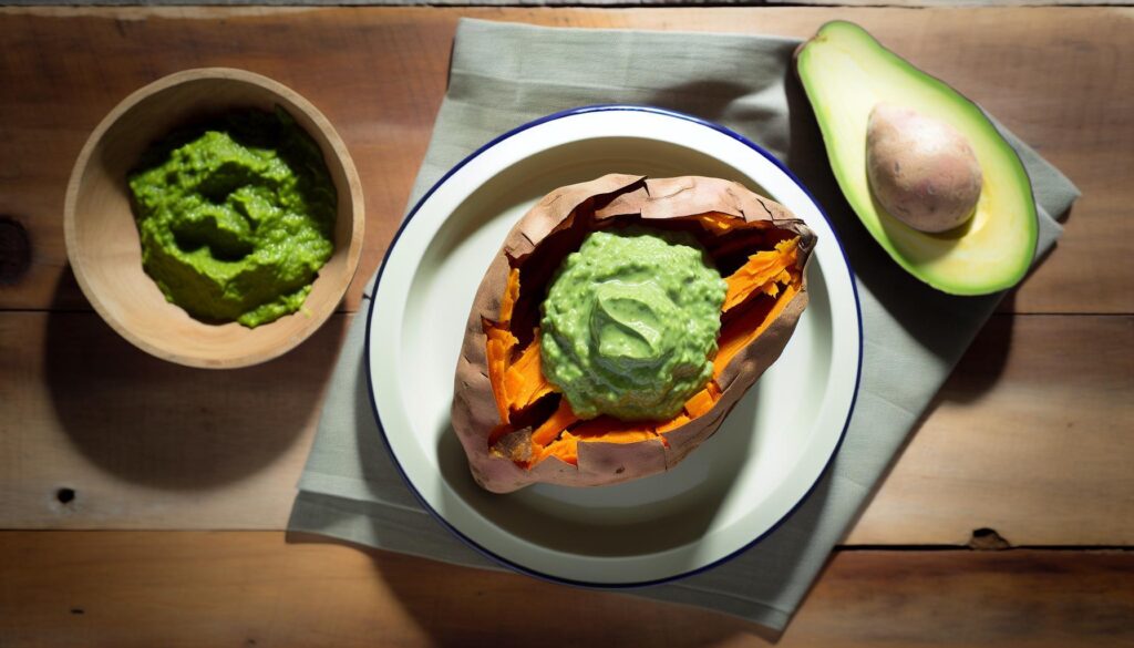 Baked Sweet Potato with Avocado Crema Recipe
