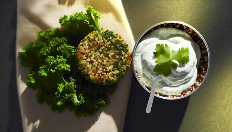 Kale and Quinoa Patties with Cilantro Yogurt Recipe
