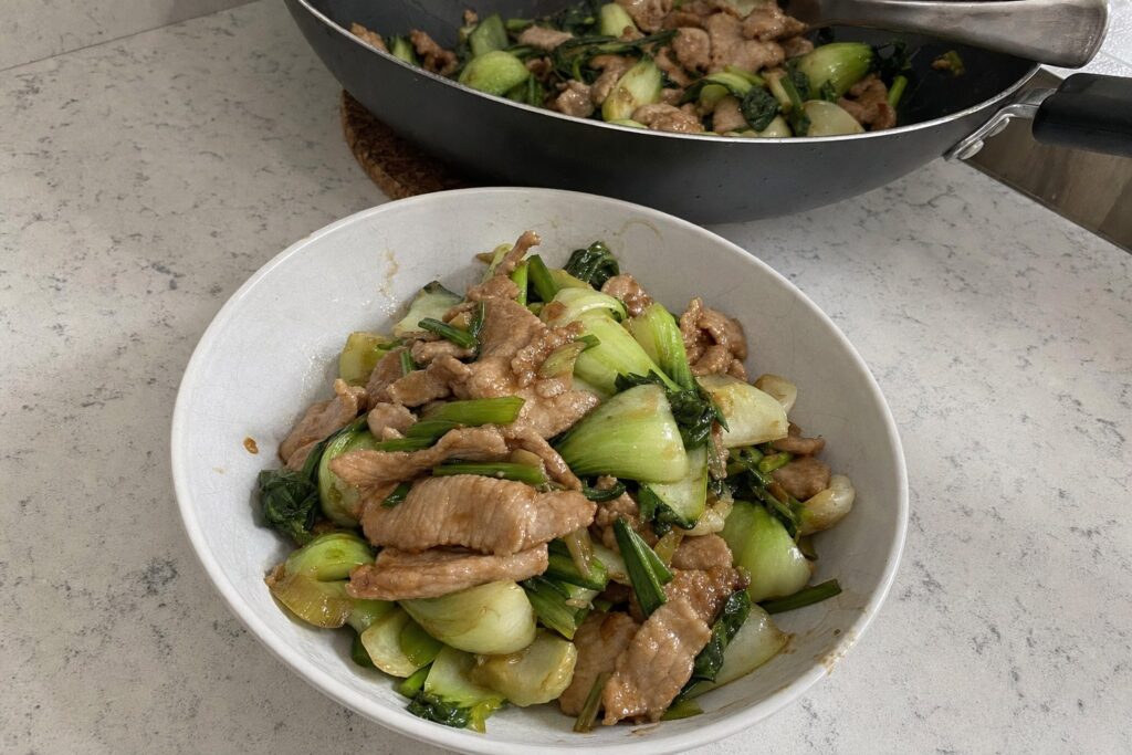 Homemade ginger Pork and Bok Choy Stir-Fry