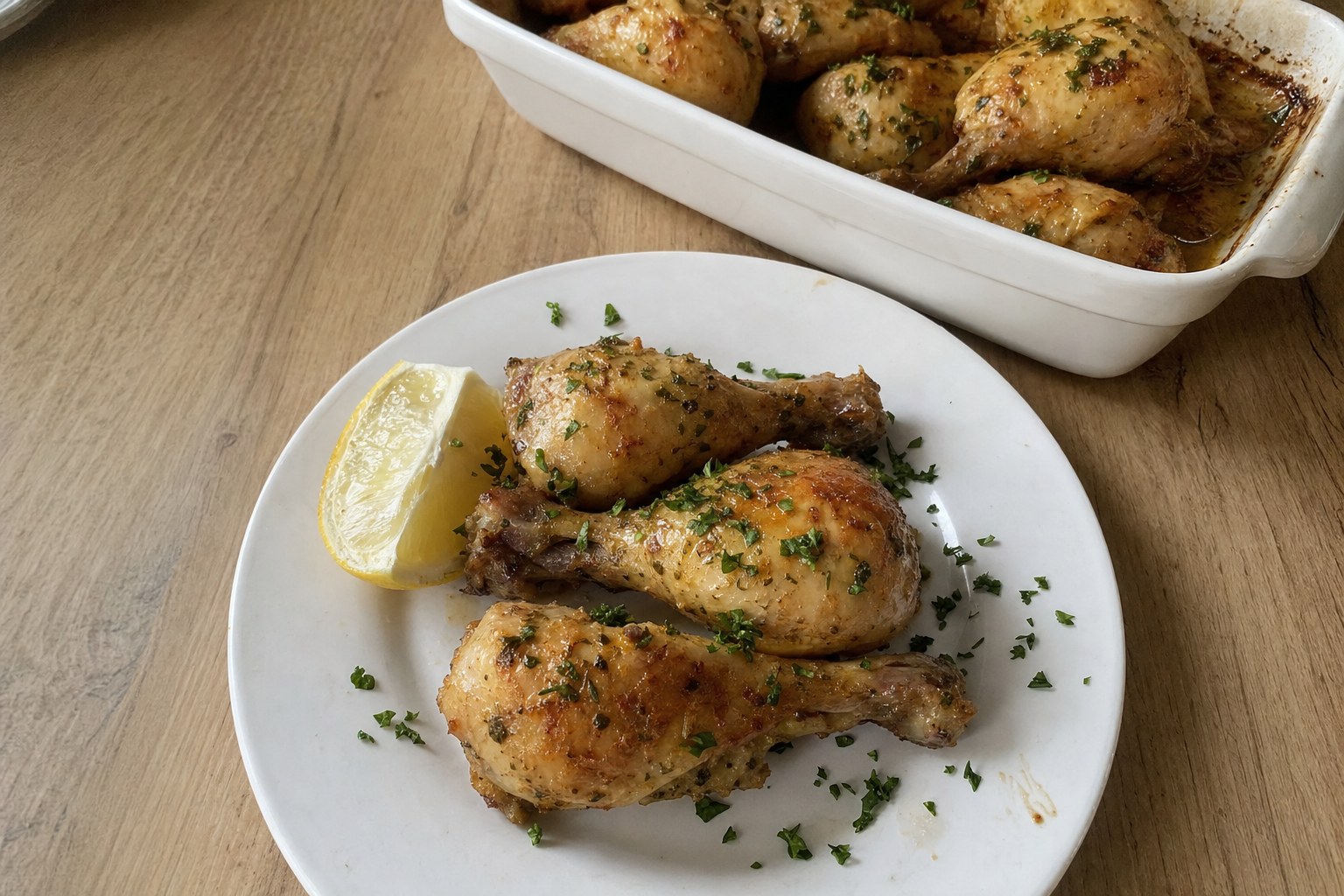 Homemade roast Chicken Drumsticks with Garlic and Oregano