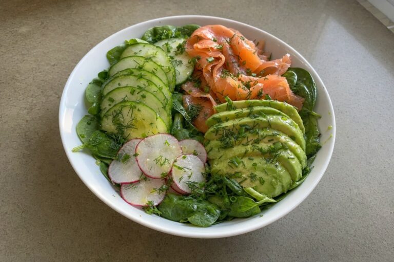 Homemade smoked Salmon and Avocado Breakfast Bowl