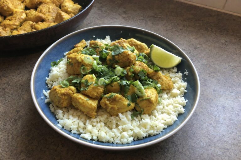 Homemade turmeric Chicken and Cauliflower Rice Bowl
